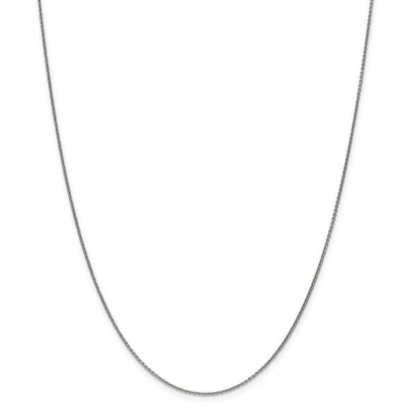 1mm, 14k White Gold, Solid Cable Chain Necklace, 26 Inch - Picture 2 of 7